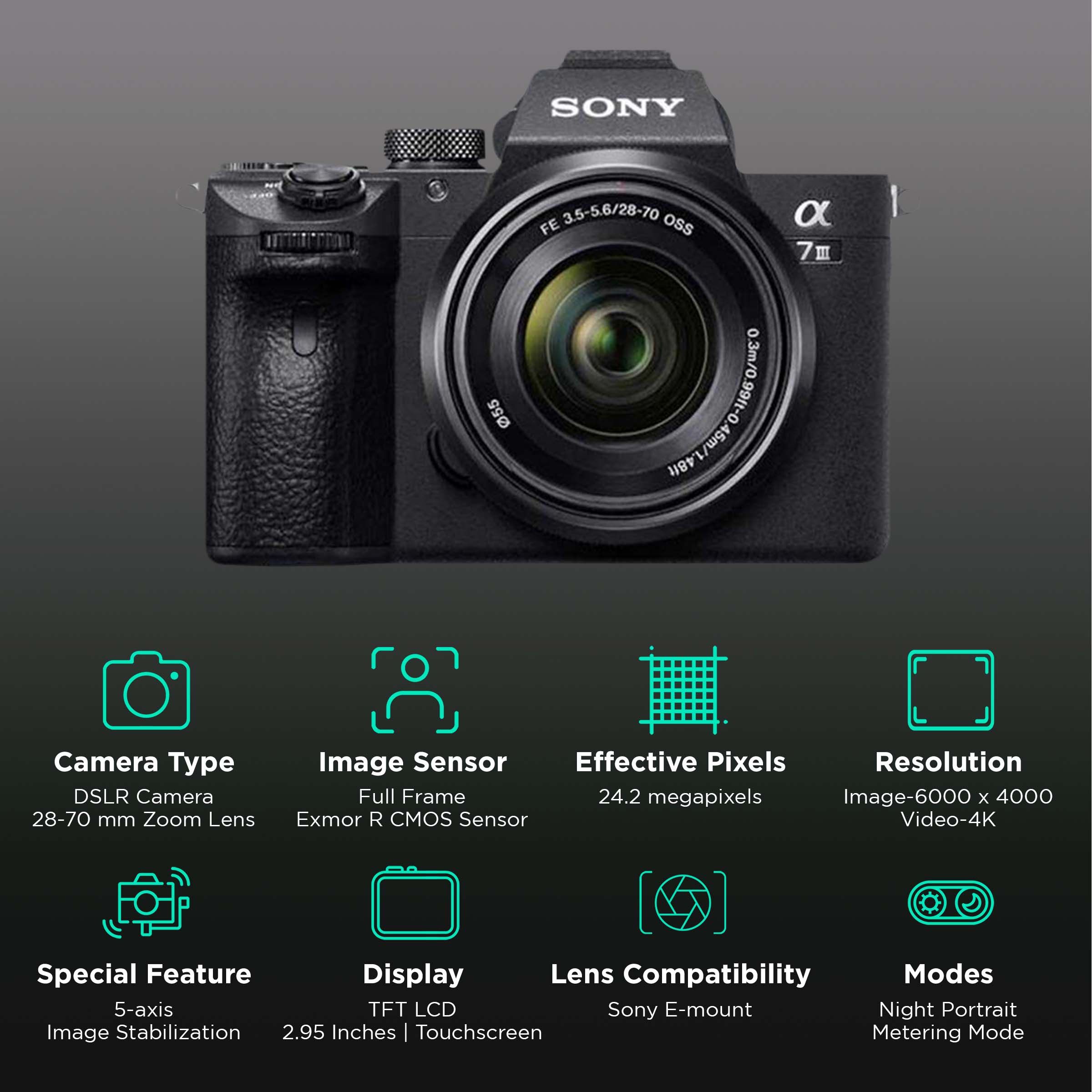 SONY α7III + 28-70mm lens (ENGLISH Menu) Sony Alpha a7 III Mirrorless Digital Camera with 28-70mm Lens